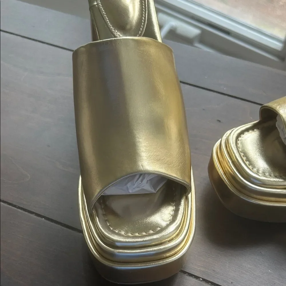 JustFab Gold Platform Block Heels